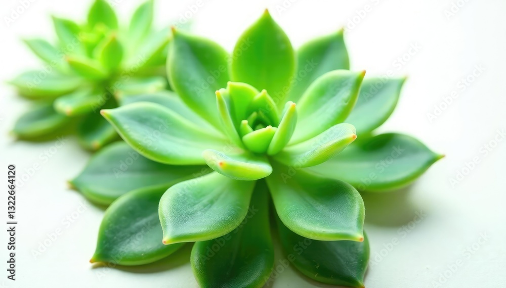 Fototapeta premium Green succulent isolated on white background, details of leaves and stems, green, botanical