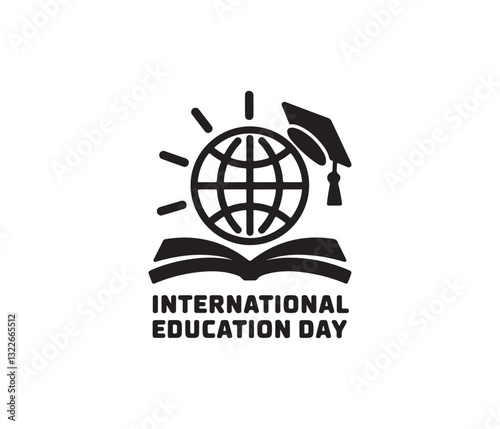 International Education Day logo with globe and open book. A simple, impactful logo for International Education Day.