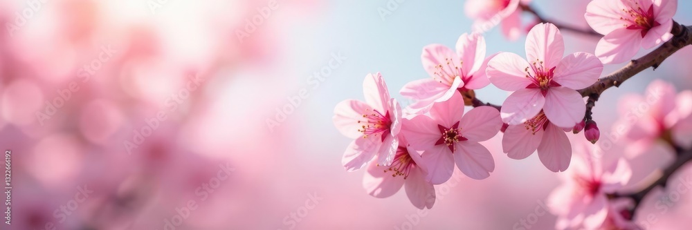 Pink cherry blossoms gently swaying in spring breeze, pastel, blossoming Pink cherry blossoms gently swaying in spring breeze, pastel, blossoming
