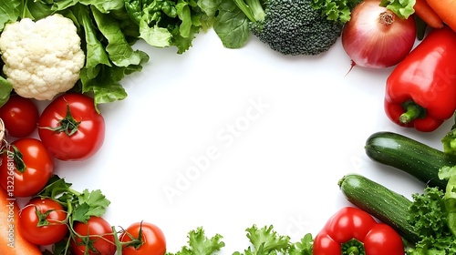Frame of vegetables isolated on white background