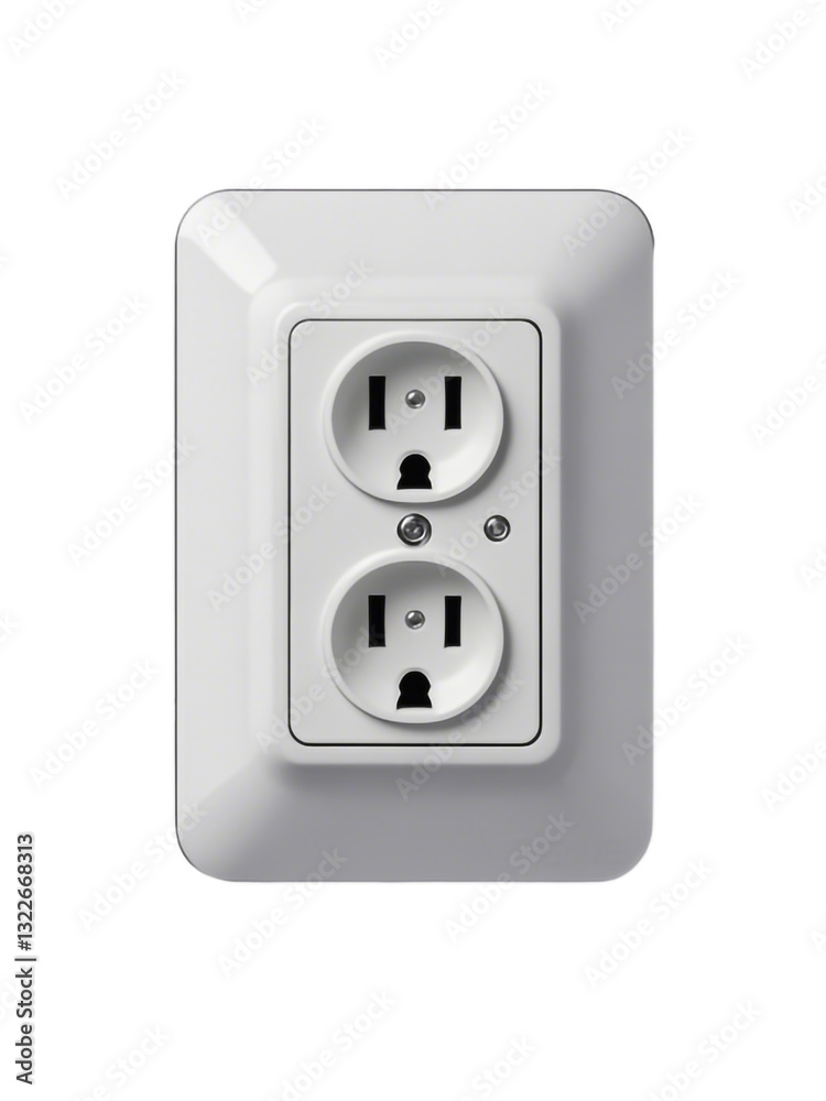 A standard white electrical outlet on a white or transparent background. A standard white electrical outlet on a white or transparent background.