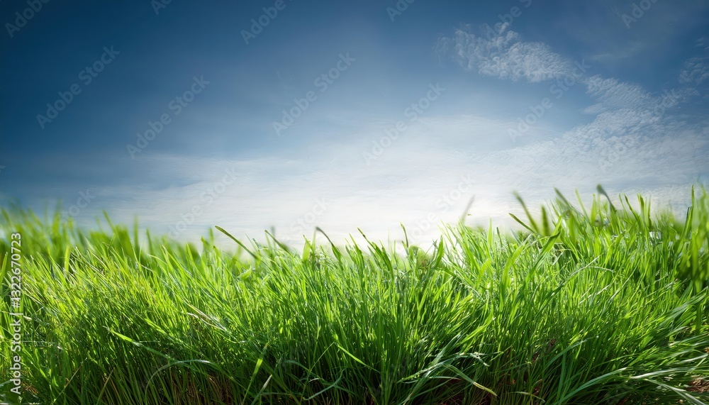 Fresh Spring Green Grass Transcending Tranquility with Vibrant Life in a Lush Meadow, Capturing the Essence of Natures Renewal amidst Soft Sunlight. Fresh Spring Green Grass Transcending Tranquility with Vibrant Life in a Lush Meadow, Capturing the Essence of Natures Renewal amidst Soft Sunlight.