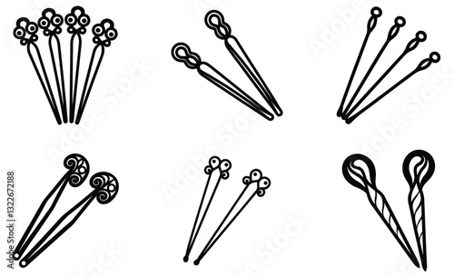 Hairpins silhouette vector