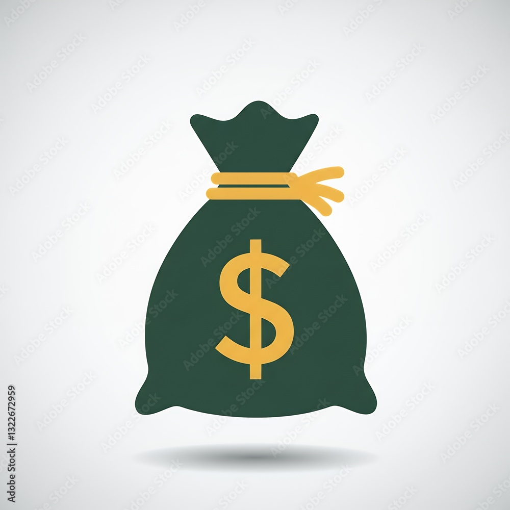 Bag of Money Icon Simple Graphic with Green Bag and Gold Bag of Money Icon Simple Graphic with Green Bag and Gold