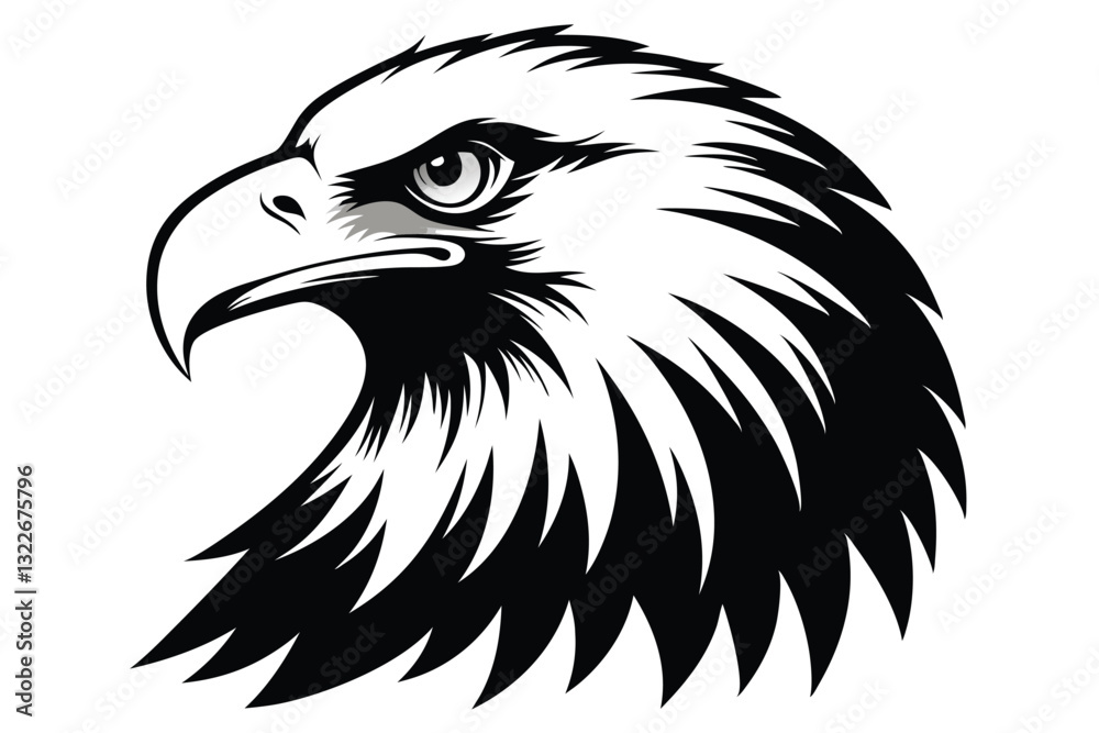 Obraz premium Bald Eagle Silhouette vector style lack and white flat vector
