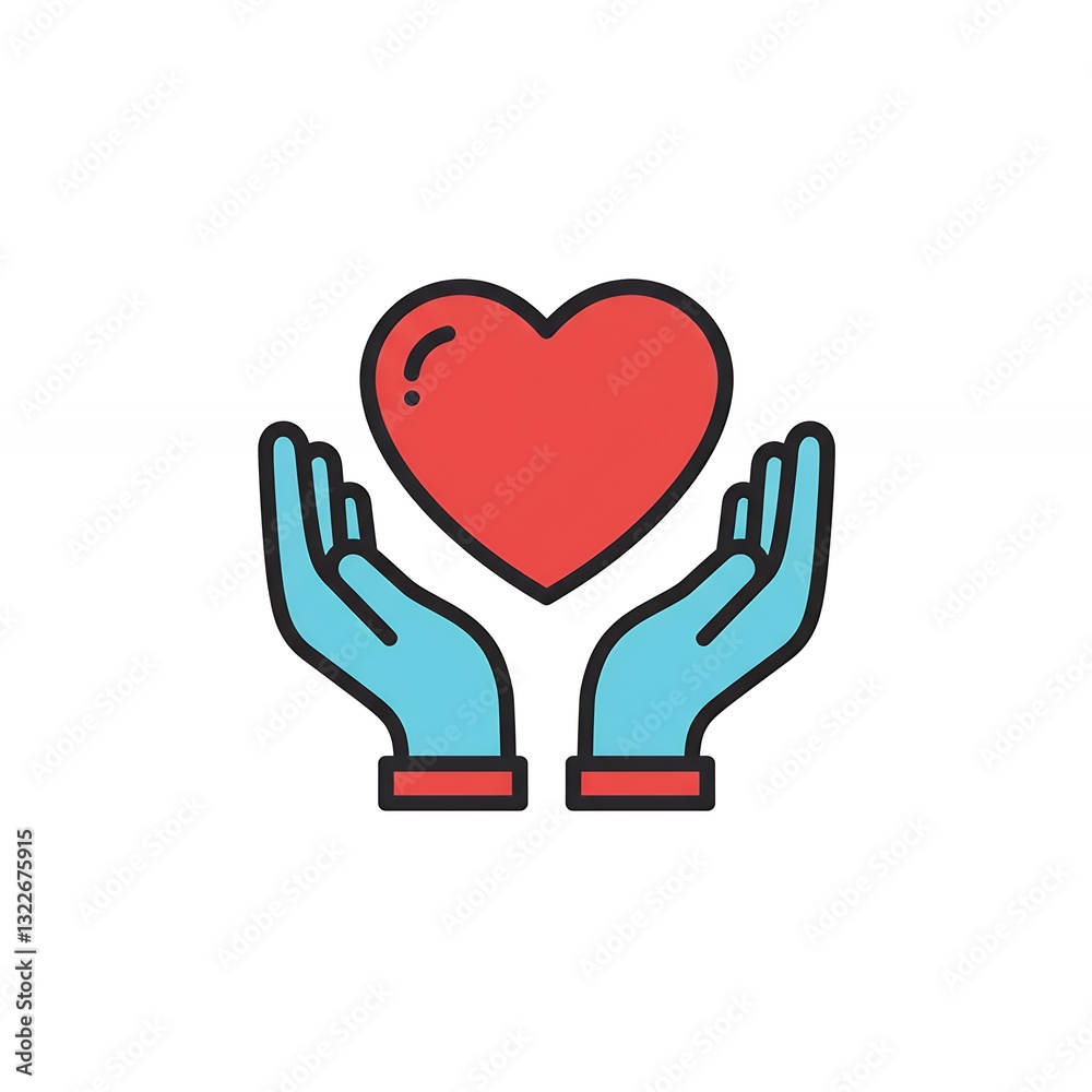 Holding Heart Icon with Hands Signifying Love and Care Concept Holding Heart Icon with Hands Signifying Love and Care Concept