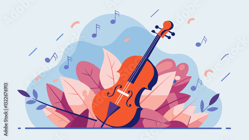 Soft sustained notes from a cello provide a grounding effect allowing participants to release and process any buried emotions in a safe and supportive environment.. Vector illustration