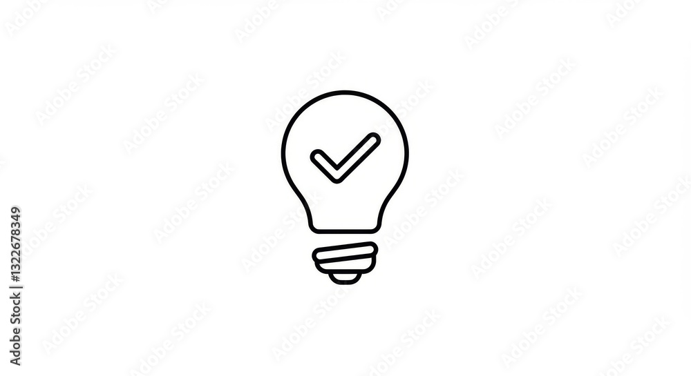 Concept of an Idea with a Lightbulb and Checkmark Symbol Concept of an Idea with a Lightbulb and Checkmark Symbol