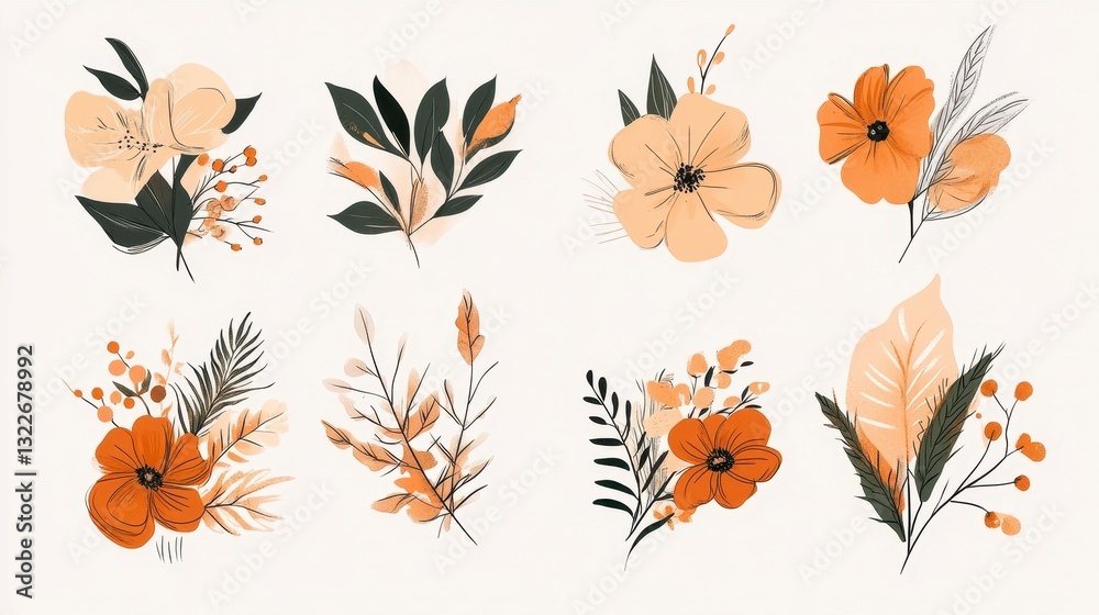 Obraz premium Floral Illustrations Set