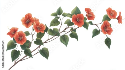 Vibrant Orange Flower Branch