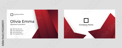Red layout business card template.
