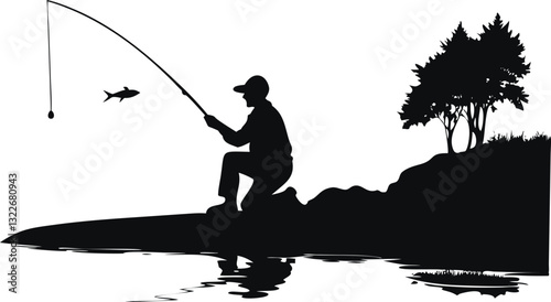 Fishing vector silhouette