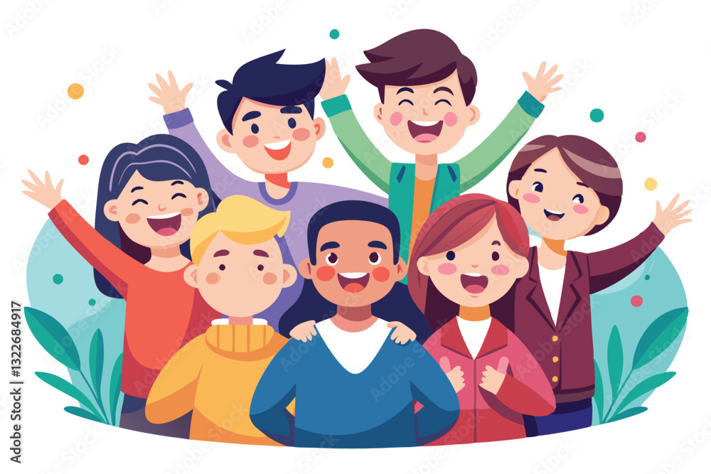 Happy Male Cartoon Character Celebrating in Flat Design Happy Male Cartoon Character Celebrating in Flat Design