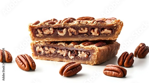 Pecan Bars isolated on white background