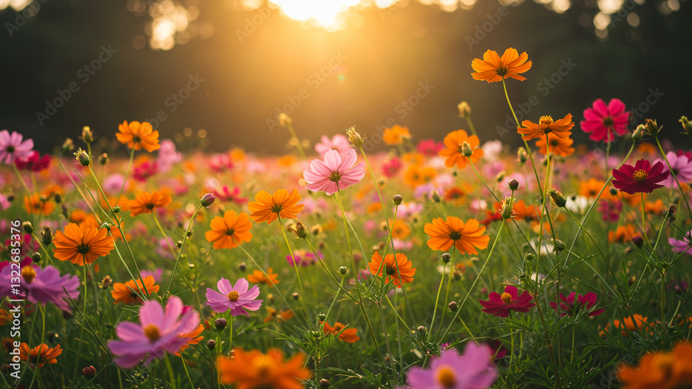 Fototapeta premium field of flowers, Generative AI