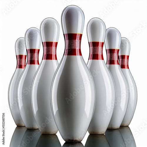 Bowling pins standing in formation