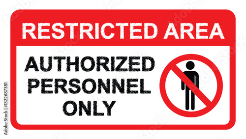 Restricted area no entry sign icon clipart. Authorized personnel only clip art establishment private property warning limit access signboard vector illustration. 
