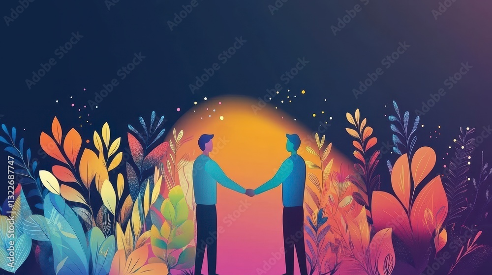 Obraz premium Two Men in Vibrant Nature