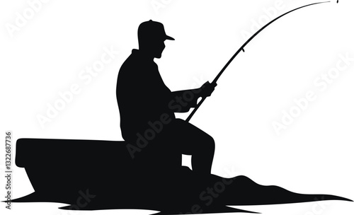 Silhouette of a fisherman with a fishing rod