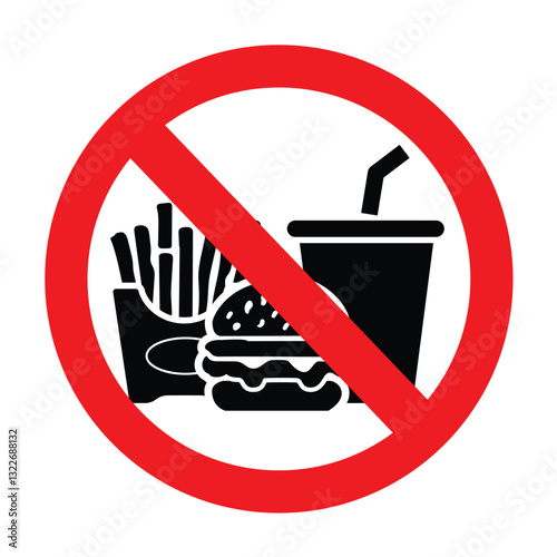 No food no drink allowed sign icon clipart. Shopping clothing warning signages clip art in red signboard public notice information graphic design vector illustration.
