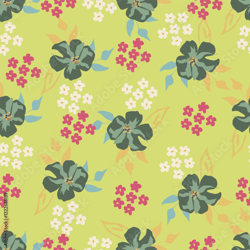 Elegance pink floral stems seamless pattern on a grey background. Vector hand drawn. Artistic, abstract flowers and tiny leaves, buds bells printing. Template for designs, fabric, fashion, textile
