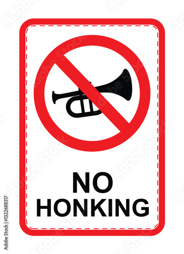 No honking signage icon clipart. Vehicle warning no honking sign clip art loud noise prohibited for public and private establishment restrictions vector illustration.  
