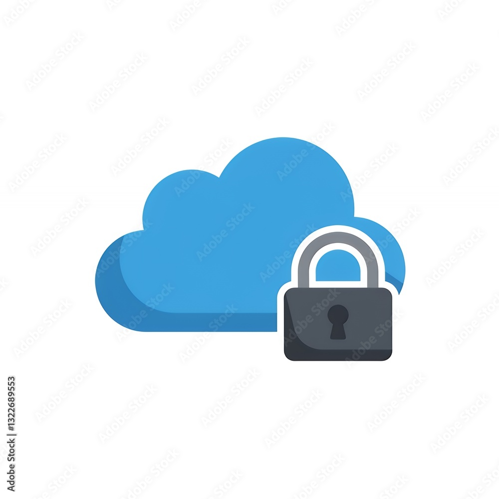 Cloud Computing Security Illustration Featuring Padlock Ensuring Data Protection Cloud Computing Security Illustration Featuring Padlock Ensuring Data Protection