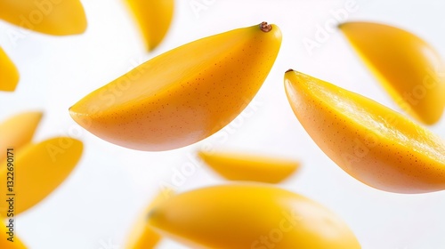Mango Slices Isolated on White Background
