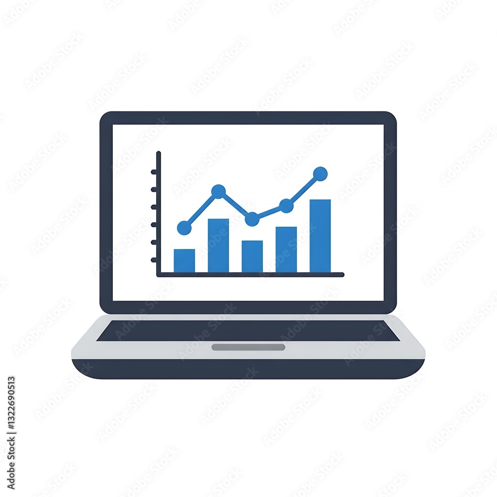 Laptop Displaying Business Data Graph Analyzing Finance Performance Analysis Laptop Displaying Business Data Graph Analyzing Finance Performance Analysis