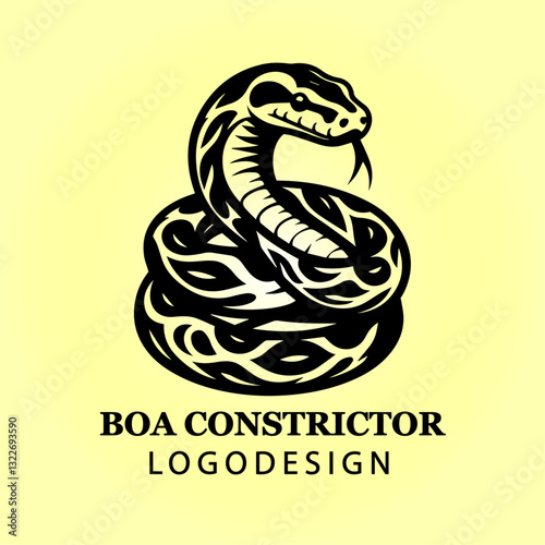 Boa Constrictor Snake Vector Logo Design in Coiled Position for Branding, Business, Company Identity, Creative Icon, Reptile Symbol, Modern Wildlife Concept
