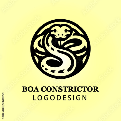 Boa Constrictor Snake Vector Logo Design in Coiled Position for Branding, Business, Company Identity, Creative Icon, Reptile Symbol, Modern Wildlife Concept
