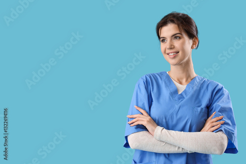 Female medical intern on bl...