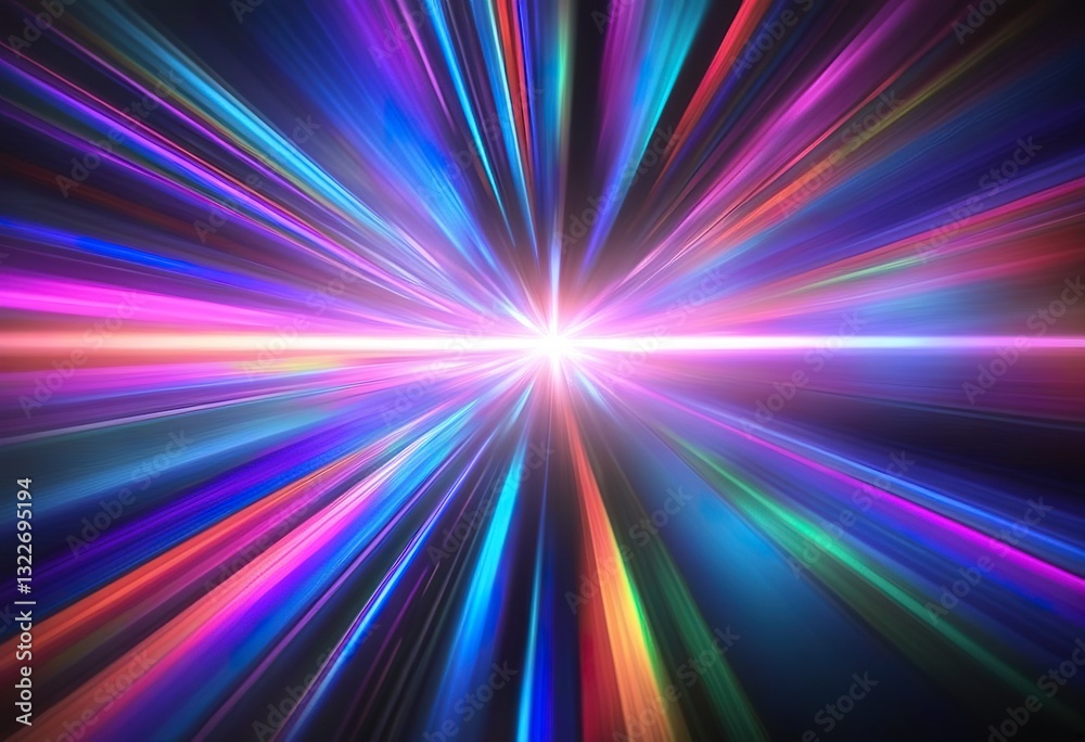 Fototapeta premium Vibrant Light Rays, Speed, Energy, Neon, Burst, Abstract, Colorful, Star, Galaxy, Motion