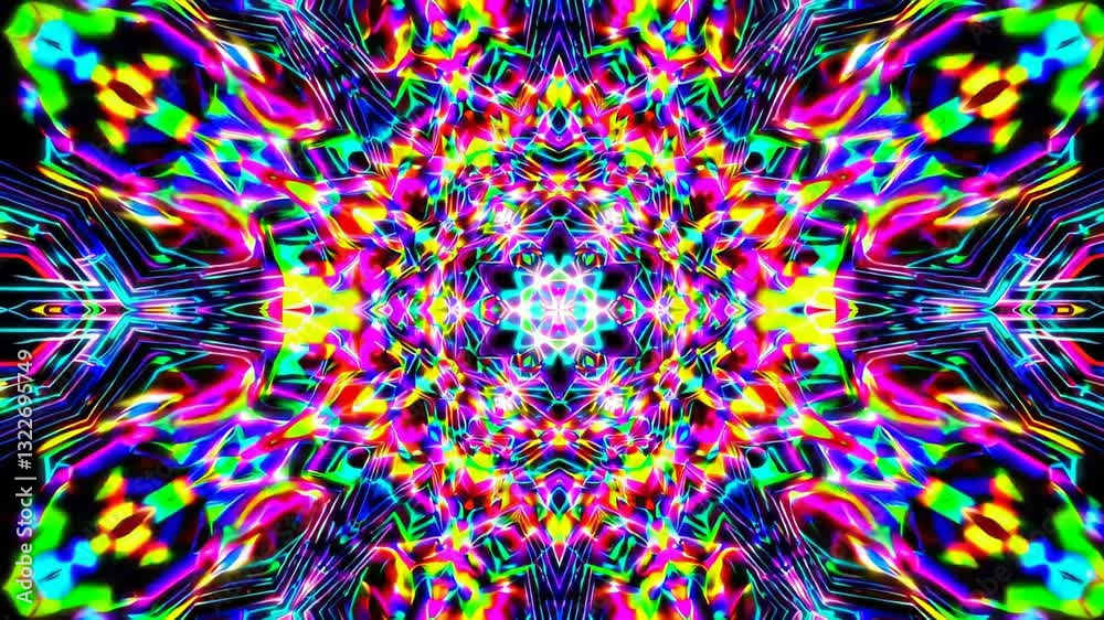 Colorful kaleidoscope pattern animation with vibrant abstract symmetry