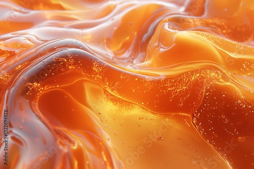 A close up of a fluid organic amber colored substance