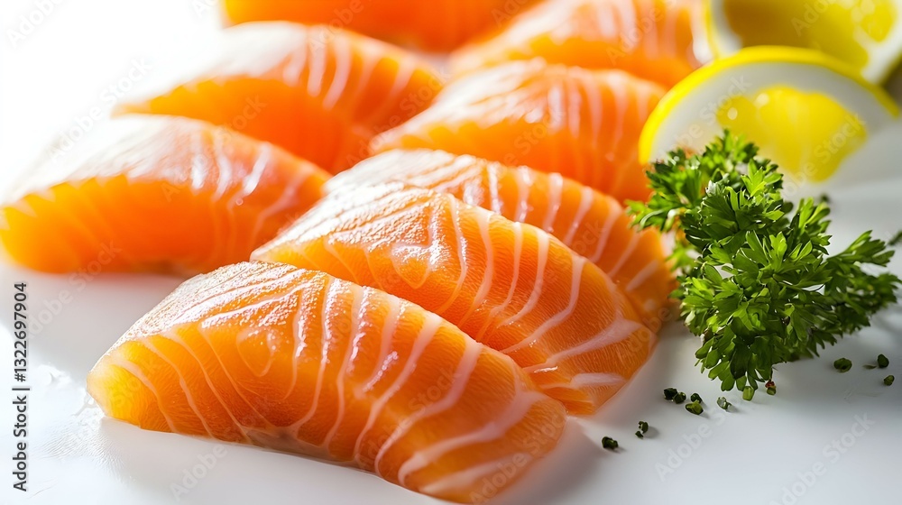 Fresh Salmon Slices isolated on white background Fresh Salmon Slices isolated on white background