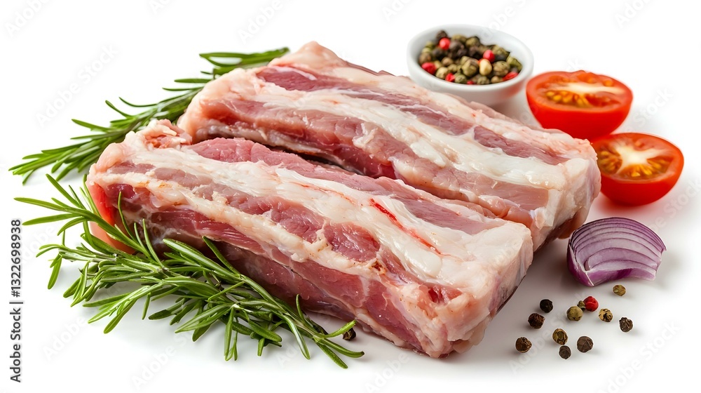 Fototapeta premium Fresh pork belly isolated on white background