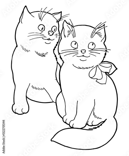 Cute Kitties, Retro Vector Illustration