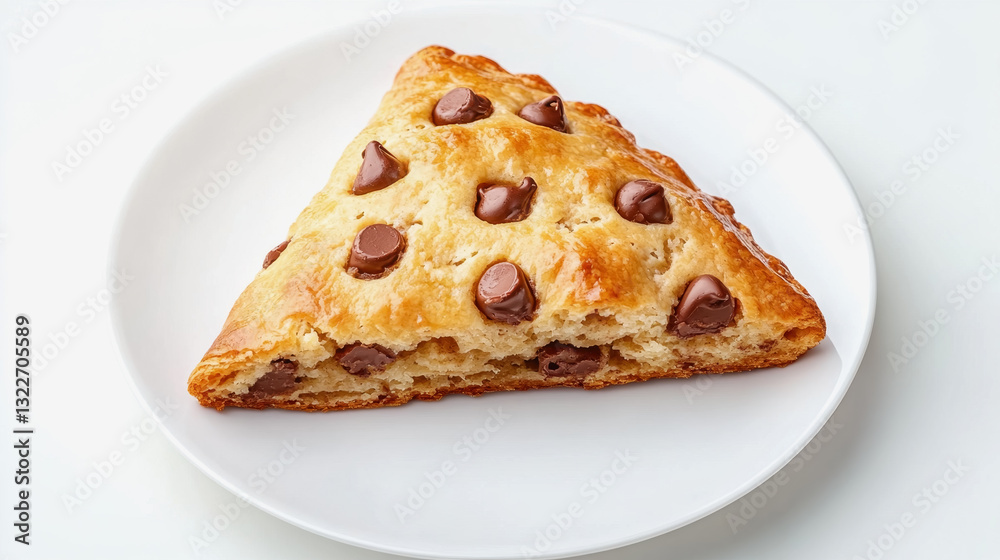 Delicious slice of homemade chocolate chip cake served on a rustic plate with a charming aesthetic appeal Delicious slice of homemade chocolate chip cake served on a rustic plate with a charming aesthetic appeal