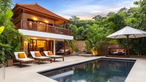 Wallpaper Mural Serene Tropical Villa with Private Pool Surrounded by Lush Greenery Torontodigital.ca