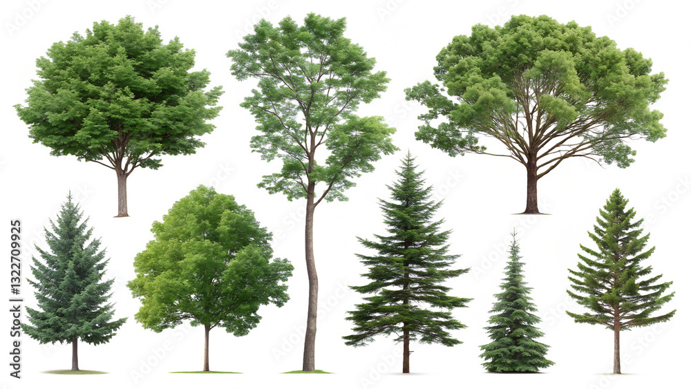Lush Green Trees Collection Deciduous Evergreen Conifers Nature Foliage Plants Botany Lush Green Trees Collection Deciduous Evergreen Conifers Nature Foliage Plants Botany