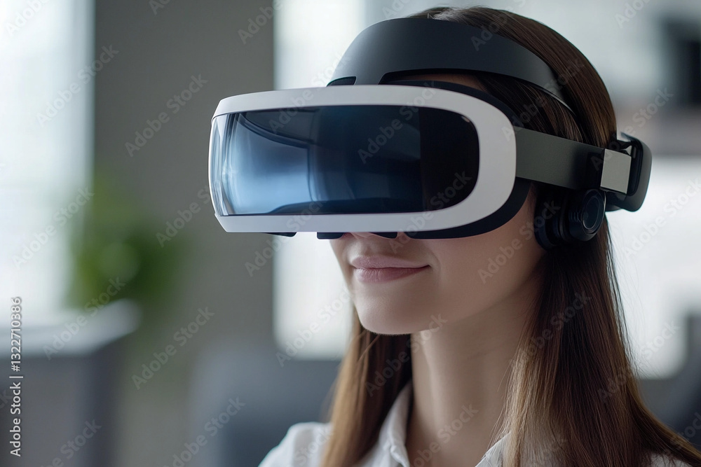 Virtual reality engagement in a modern office setting during daytime Generative AI Virtual reality engagement in a modern office setting during daytime Generative AI
