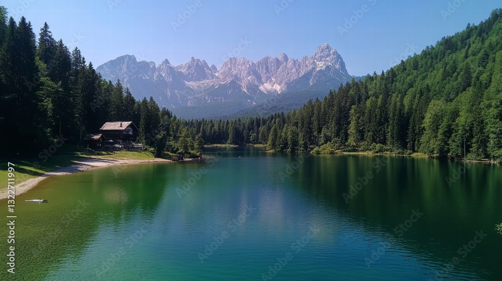 Fototapeta premium Serene Mountain Lake View