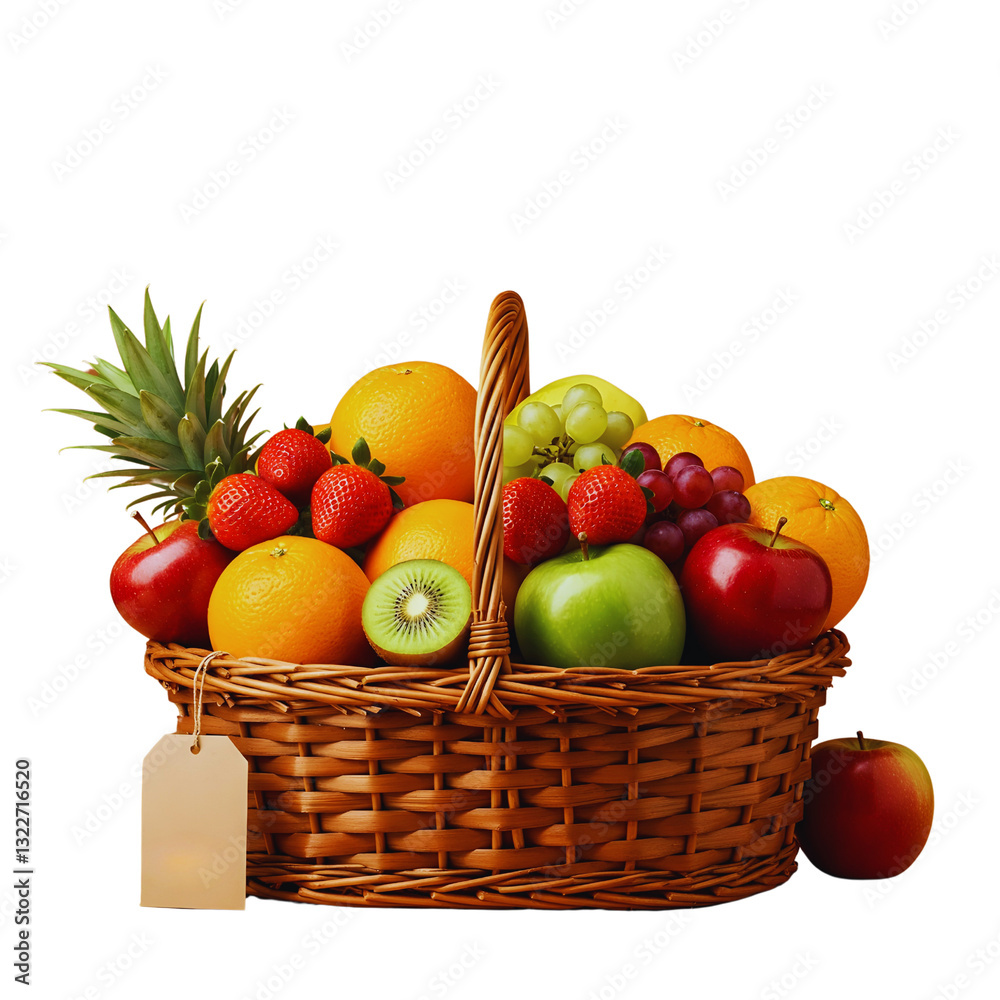 Fresh and Colorful Fruit Basket – Isolated on White or Transparent Background
Fresh and Colorful Fruit Basket – Isolated on White or Transparent Background