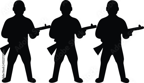 Set of soldier silhouette vector, military man concept