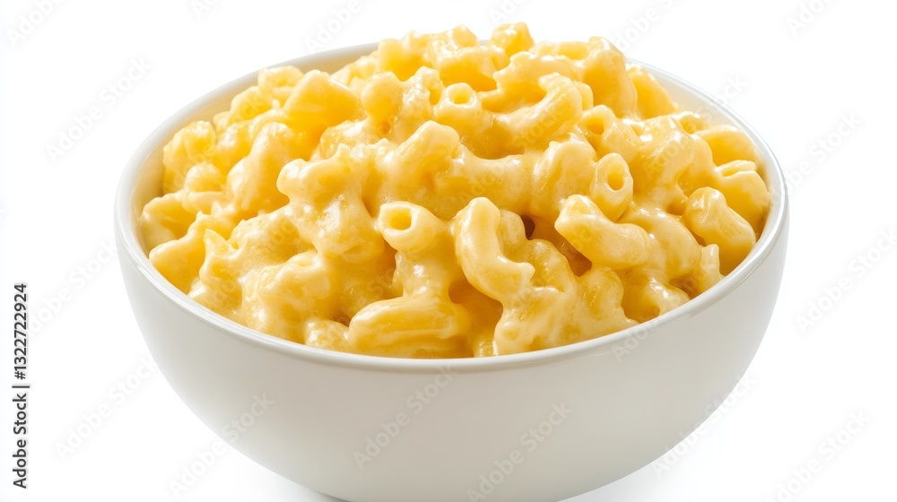Creamy mac and cheese in a bowl, isolated on white background Creamy mac and cheese in a bowl, isolated on white background