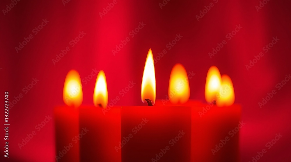 Glowing candles with flickering flames against vibrant red and pink abstract background, creating a warm and atmospheric mood Glowing candles with flickering flames against vibrant red and pink abstract background, creating a warm and atmospheric mood