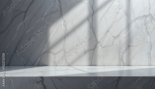 Elegant marble platform with subtle light play creating a sophisticated space