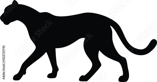 standing cheetah, cheetah silhouette, cheetah illustration design, prairie animals, african animals Vector