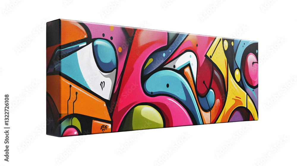 Naklejka premium Bold Urban Graffiti Canvas Print with Vivid Colors and Street Art Vibes isolated on transparent background 